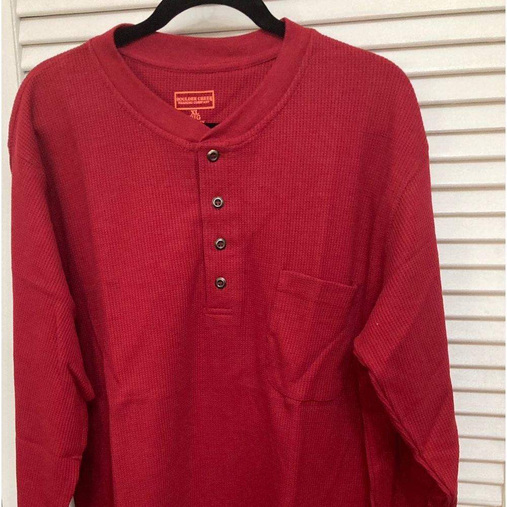 Mens Boulder Creek Henley Red size XL BIG AND TALL New